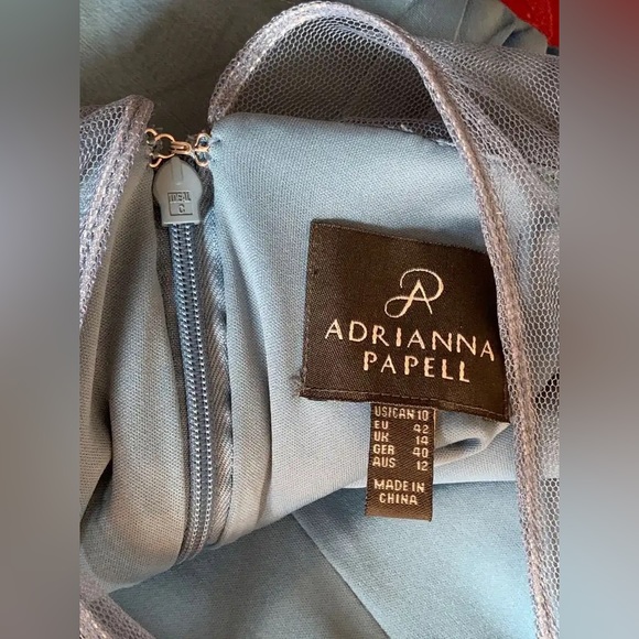 Adrianna Papell formal long gown, size 10 smoky blue with crystals. - Picture 7 of 10